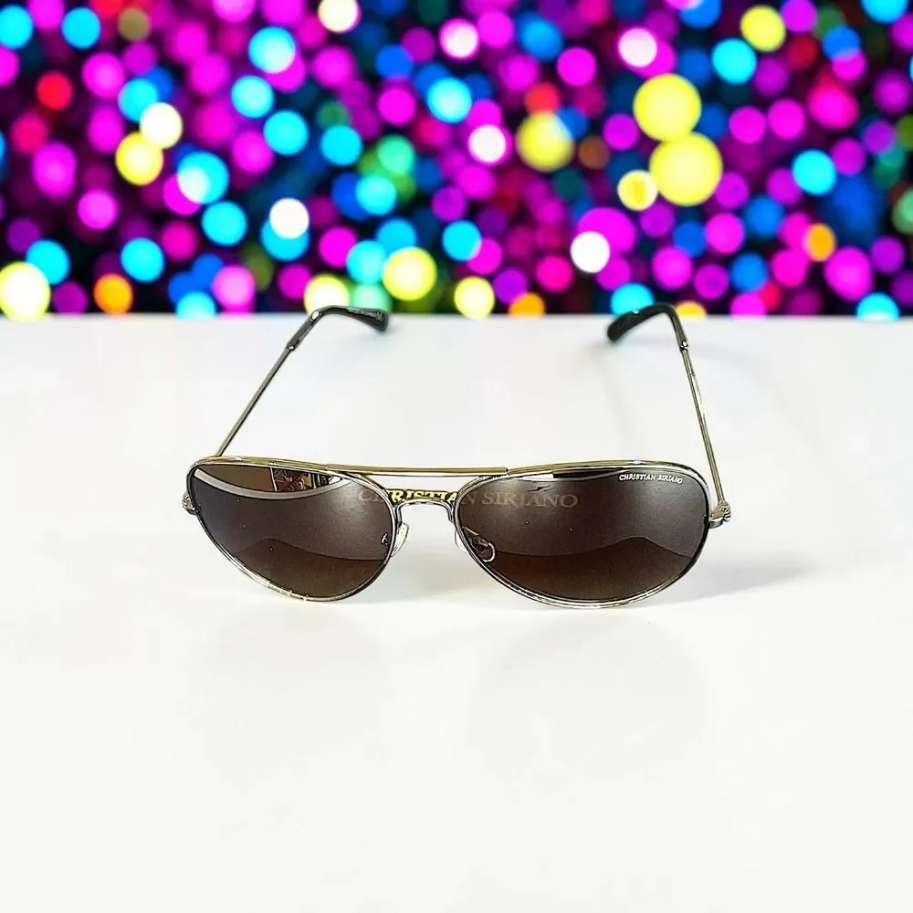 Christian Siriano Aviator Sunglasses in Gun Brand New in Case MSRP $139